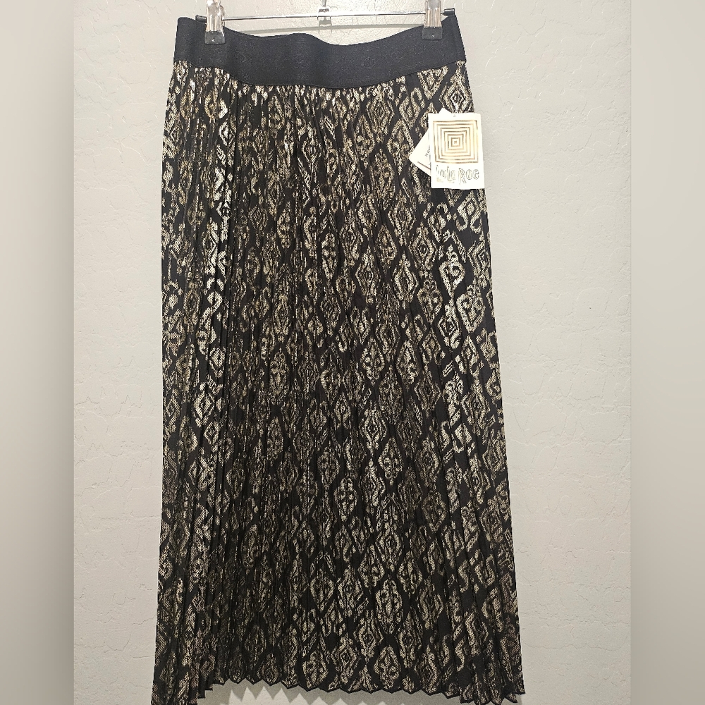 LuLaRoe Maxi Skirt Black and Gold Geometric